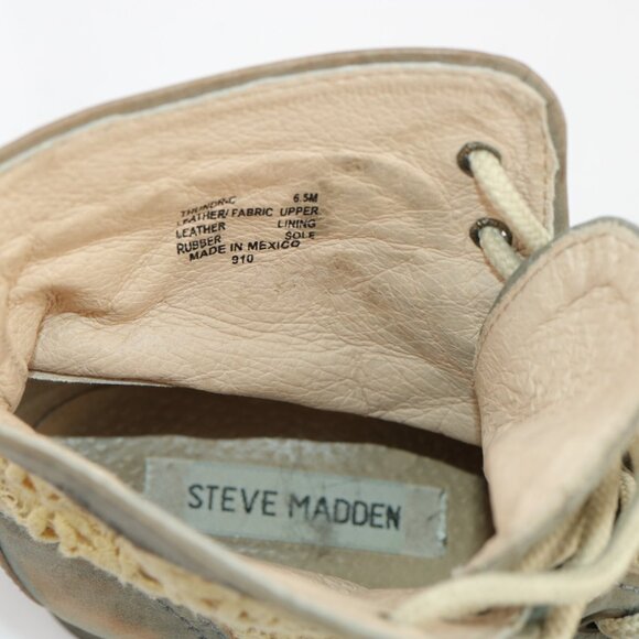 Steve Madden Womens Thunder Boots Size 6.5 Blue Leather Lace Up Distressed Boho - Picture 10 of 12